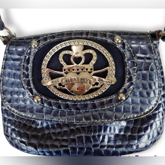 Kathy Van Zeeland Handbags - Kathy Van Zeeland Blue Croc Embossed Crossbody Bag